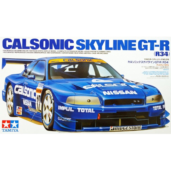 Tamiya 1/24 Sports Car Series No. 219 Calsonic Skyline GT-R R34 Plastic Model