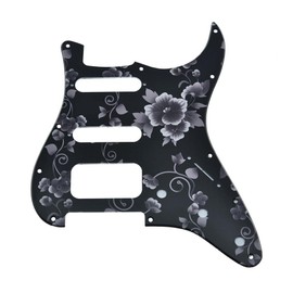 Dopro 11-Hole Strat HSS Guitar Pickguard 2-Screw Humbucking Pickup Mount for American FD Stratocaster Flower Pattern