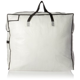 Household Essentials 2622 MightyStor Large Storage Bag with Handles | Clothing and Linen Storage Bag | White Tarp with Black Trim