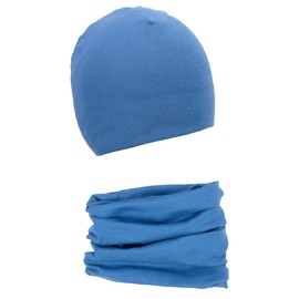 Foruhoo Baby Girls Beanie Hat + Tube Scarf Set of 2 Winter Hat for Boys Girls Cotton, Cotton set: blue