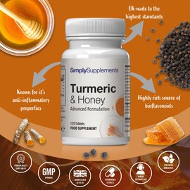 Turmeric and Honey Tablets | 120 Tablets | Vegetarian Friendly | Made in The UK