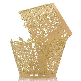 NANJIL JGW003 KOSTOO Cupcake Wrappers 50pcs/Pack Lace Cupcake Liners Laser Cut Cupcake for Christmas/Wedding/Birthday Party Decoration (Platinum),8cm x 5.5cm/3.2inch x 2.2inch