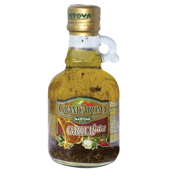 Mantova Grand’Aroma Grilliata Extra Virgin Olive Oil, made in Italy, cold-pressed, 100% natural, heart-healthy cooking oil, perfect blend of spices for grilling, barbequing, marinades, or sauces, 8.5 oz (Pack of 3)