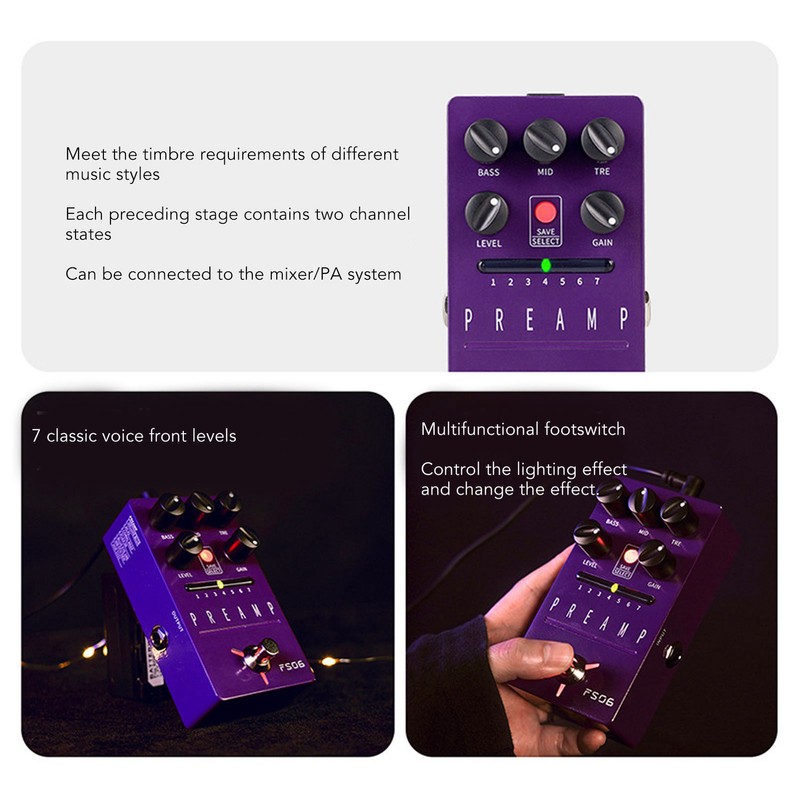 Guitar Effect Pedal Metal Purple 1/4in Interface Parameters Savable Single