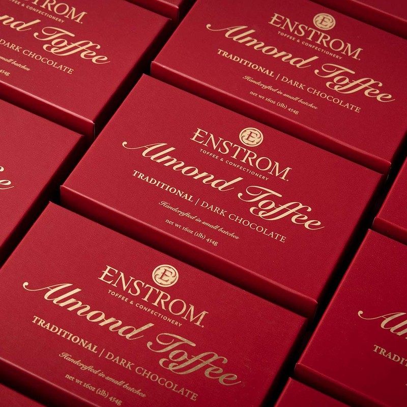 Enstrom Dark Chocolate Almond Toffee 1lb box | Handcrafted |
