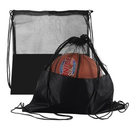 QOOWFEANIG 2 Pack Set Basketball Carrying Net Bag Football Sports Duffel Adjustable Mesh Carry Bag Athletic Gear Sport Game Ball Storage Bag Drawstring Sackpack Also as Swim Bag Gym Bag Sports Bag