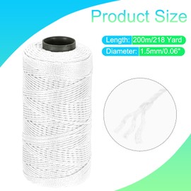 sourcing map Nylon String 3 Strands Twisted Mason Line 1.5mm x 218 Yards Nylon Twine String for DIY Projects, Home Improvement, Gardening, Gift Wrapping, Christmas Party Supplies, White