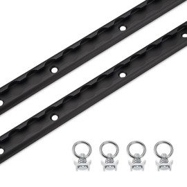 SPARKWHIZ 24 inch Aluminum L Track Rail with 4pcs Single Stud Fittings, L Track Tie Down System for Enclosed Trailer, Trucks, Vans, Pickup, Black