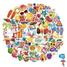 Summer Stickers for Water Bottles, 75 PCS Waterproof Stickers Laptop Skateboard Luggage Computer Stickers for Kids Teens Girls (Summer Stickers)