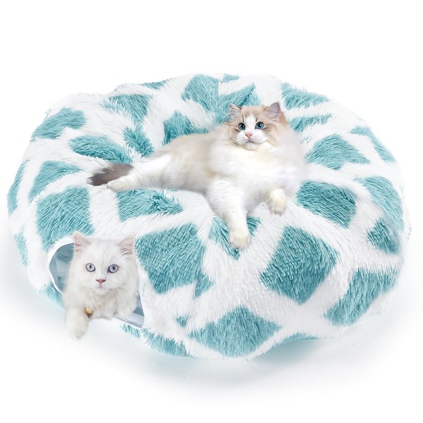 Colewin Cat Tunnel Bed,Collapsible Cat Donut Tunnel,Circle Foldable Peekaboo Cat