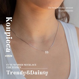 Konpicca Silver Number 13 Necklace for Women 1mm Box Chain With Small Number Pendant Choker Necklace Cute Jewelry for Her