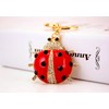One Pack Cute Red Beetle Ladybug Insect Rhinestone Car Keychain