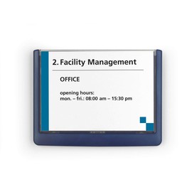 Durable Click Information Sign 149 x 105.5 mm Dark Blue | Door and Wall Sign | Includes Fittings | Ideal for Offices, Hotels, Public Buildings, etc.