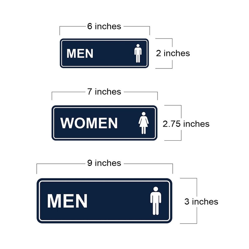 Letrero de baño estándar para hombres y mujeres, azul, pequeño,