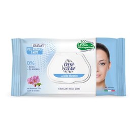 Fresh & Clean - Make-up-Entferner-Tücher, normale Haut, mit Hyaluronsäure, Stoff 100% natürlicher Herkunft, ohne Alkohol und Mineralöle, 48 Stück