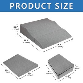 M Mute Touch Bed Wedge Pillow, Wedge Pillow for Sleeping and Acid Reflux, Back, Leg and Knee Support, Body Pillows for Adults (Wave Shape)