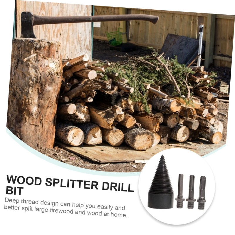 COHEALI 1Set Wood Drill Bit Firewood Splitter with Handles Heavy