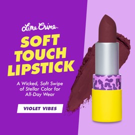 Lime Crime Soft Touch Comfort Matte Lipstick, Violet Vibes (Deep Violet) - Flirty Retro Shades - Full-Coverage Long Lasting, Lip Lining & Soft Formula for All-Day Wear - Talc-Free & Paraben-Free