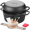 EDGING CASTING Pre-Seasoned Cast Iron Dutch Oven Pot with Skillet