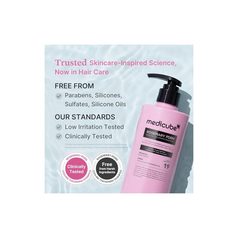 Medicube Rosemary Pdrn Cooling Thickening Shampoo Romero Fórmula Ligera Diaria