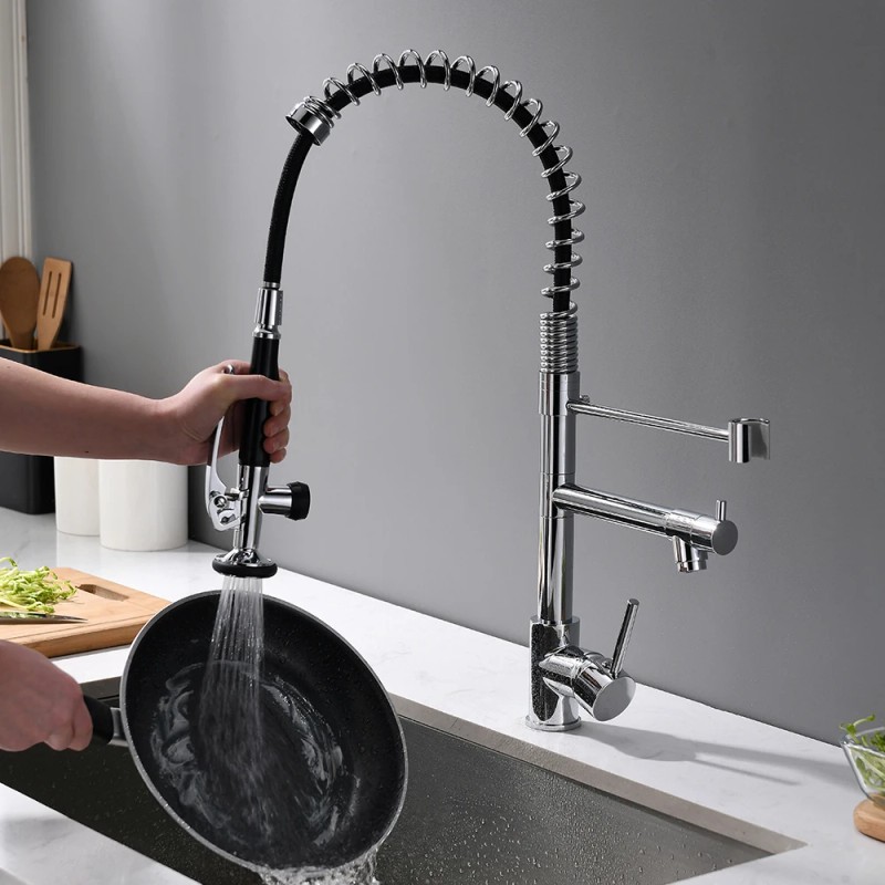 Commercial Kitchen Faucet Pull-Down Sprayer Brass Kitchen Faucet High Quality
