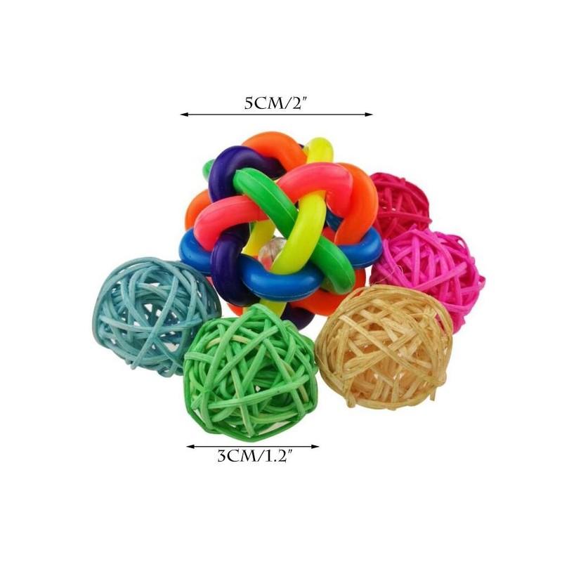 Set of 10 Colorful Pet Toy Wooded Swing Handmade Rattan