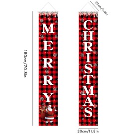Leuceiy Merry Christmas Banner Outdoor Yard Front Porch Sign, Santa & Snow Banner For Home Yard Indoor Outdoor Wall Door Garage Christmas Party Decorations