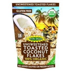 Let's Do Organic Unsweetened Toasted Coconut Flakes, 7 Ounce (Pack of 12)