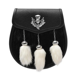 HIGHLAND REDSTONE Scottish Kilt Semi Dress Real leather Sporran (Assorted black)