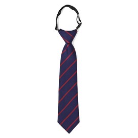 M.H.A.style 30507 Necktie, For Kids, Easy Elastic Type, Kids Striped Pattern, One-Touch Necktie, I. Navy x Wine