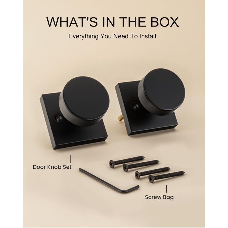 Haidms Matte Black Dummy Door Knob, Heavy Duty Half No-Turning