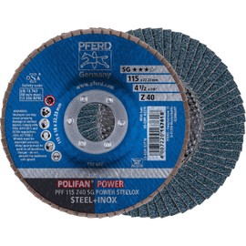 PFERD 62176 4-1/2" x 7/8" POLIFAN Flap Disc - Flat SG, Zirconia, 40 Grit (10 Pack)