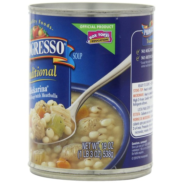 Progresso Traditional Soup, Chickarina (Chicken Soup with Meatballs), 19-Ounce (Pack of 6)