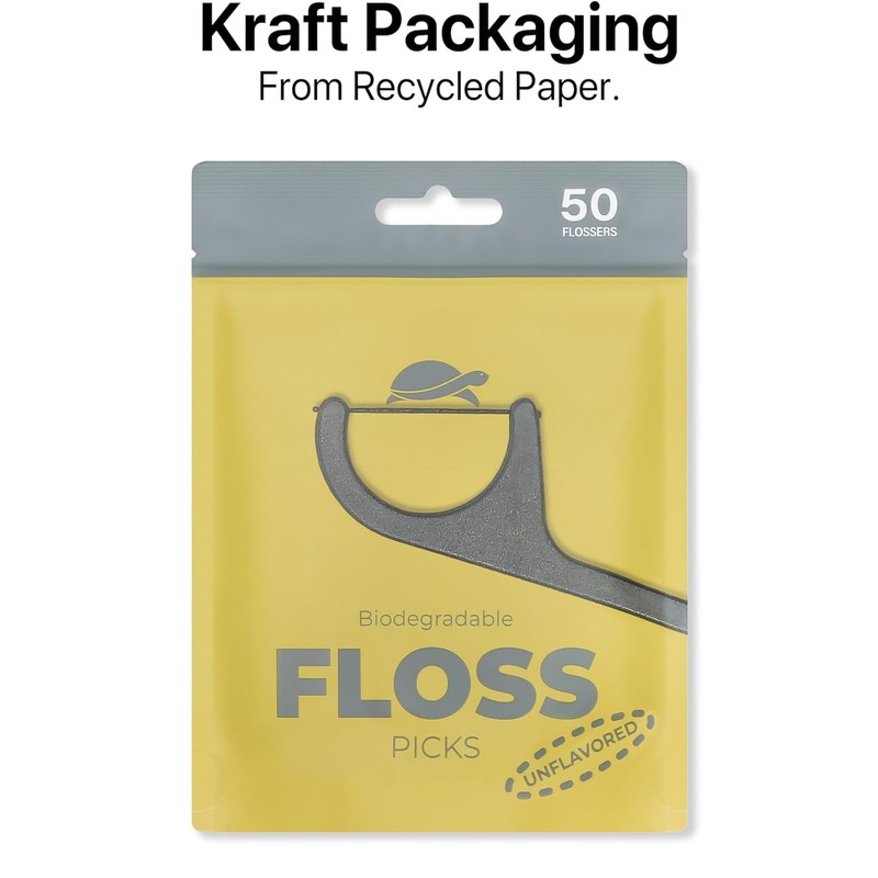 Sea Turtle Dental Floss Picks - Corn Starch Handle -