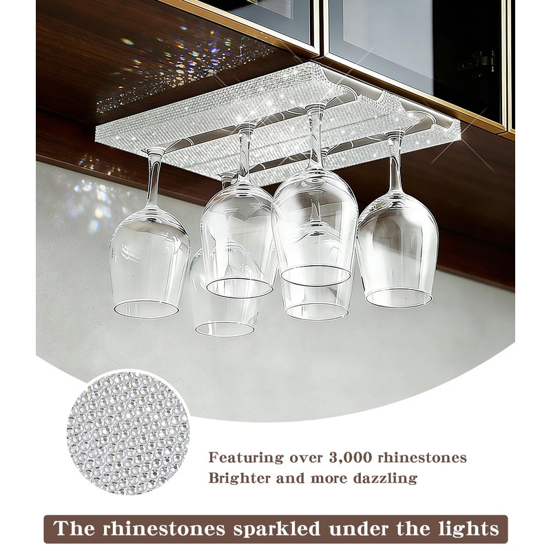 Yivaiks 2pack Bling Wine Glass Holder and Stemware Rack Hanger