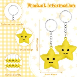 WWmily 40 Pcs Star Employee Appreciation Gifts Bulk Cute Inspirational Cards and Yellow Star Keychain Pendants Funny Thank You Staff Presents for Coworkers Teachers Students Volunteers