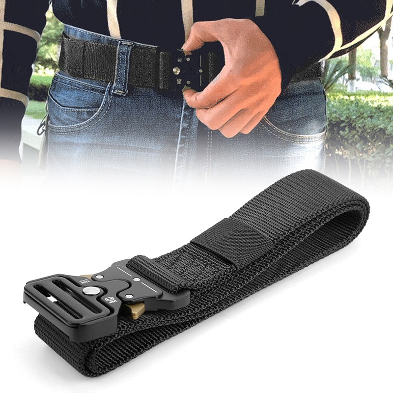 Outdoor Male Multifunction Nylon Tactics Waist Belt for Camping Climbingblack
