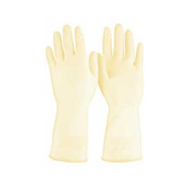Truper GU-382, Guantes de látex para manejo de alimentos, puño largo ajustado, M