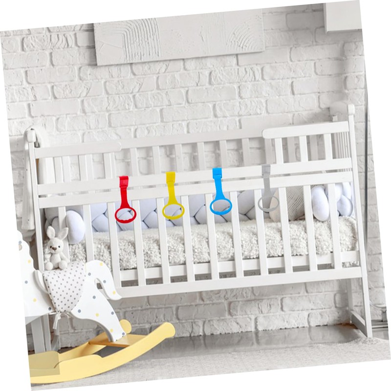 WOONEKY Infant Crib Pull Rings Set Baby Toddler Pull Up
