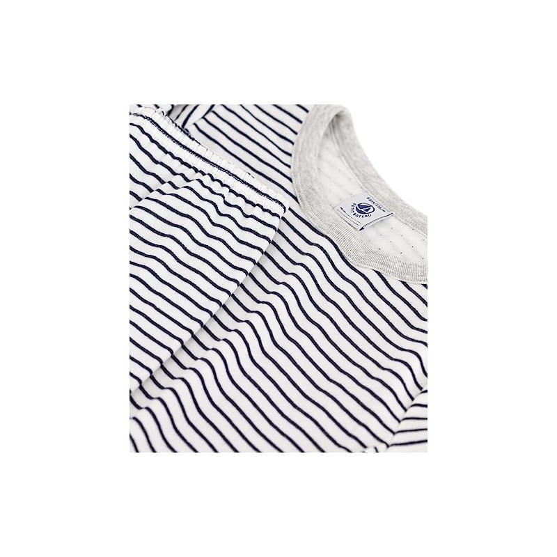 Petit Bateau Boys Pyjamas, White Marshmallow / Blue Tuxedo