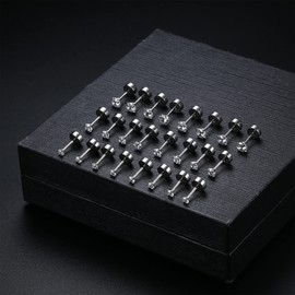 Kakonia 12Pairs 20G Stainless Steel CZ Stud Earrings for Women Men Cartilage Helix Stud Earrings Set Round Cubic Zirconia Screw Flat Back Stud Ear Piercing