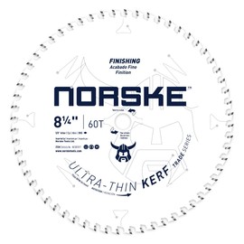 Norske Tools Thin Kerf Ultra Fast Crosscutting Saw Blade with Maximum Battery Efficiency NCSBT017 8-1/4" x 60T with 5/8" Arbor for Hardwood, Softwood, Plywood and MDF, White