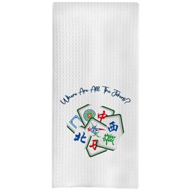 GCFET Mahjong Dish Towels - Funny Gift Decorative Waffle Weave Kitchen Towels, Tea Towel (1624 Inches)