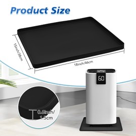 Dehumidifier Drip Pan, 18''x15'' Humidifier Drip Pan, Prevent Water Leakage and Protect Floor & Carpet, Non-Slip & Leak-Proof Silicone Mat with Raised Edge, for Under Dehumidifier and Humidifier Mat