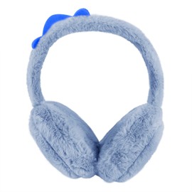 Dinosaur Kids Earmuffs Fuzzy Cute Animal Ear Covers Foldable Faux Fur Ear Muffs for Boys Girls Teens Student Winter Warm Cartoon Plush Ear Warmers for Cycling Skiing Riding Going School (Blue)
