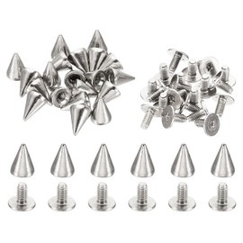 PATIKIL 10mm Studs for Clothing, 20 Sets Studs and Spikes Leather Rivets Cone Spikes Metal Screw Studs for Clothing Leather Crafts Fabric Shoes Punk Bag Leathercraft, 7x10mm, Silver Tone