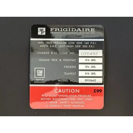 Pontiac 1968 69 Pontiac Gto Firebird Frigidaire AC Compressor Decal [CORRECT!]