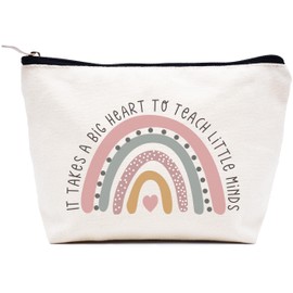 LIBIHUA Teacher Appreciation Week Gift,Thank You Present for Teachers,Christmas Gift-Makeup Bag Cosmetic Bag Travel Pouch-It Takes A Big Heart to Teach-Rainbow