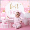 Pink First Tooth Backdrop for Girls Cute Teeth Photography Background