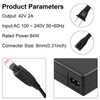 2X Fast Charger Power Adapter 42V 3-Prong for Hoverboard Balance